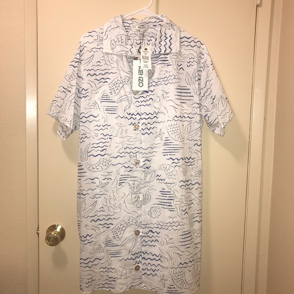Kenzo Mermaid Print Shirt Dress 
